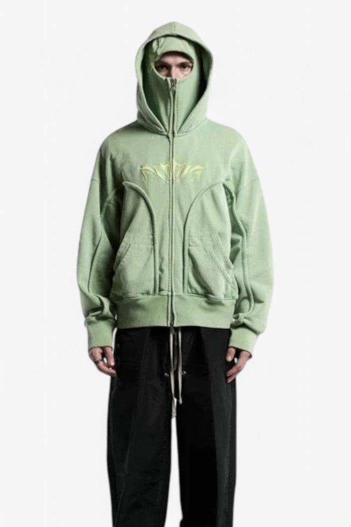 Phantom Hoodie Zipper Balaclava Double Hat