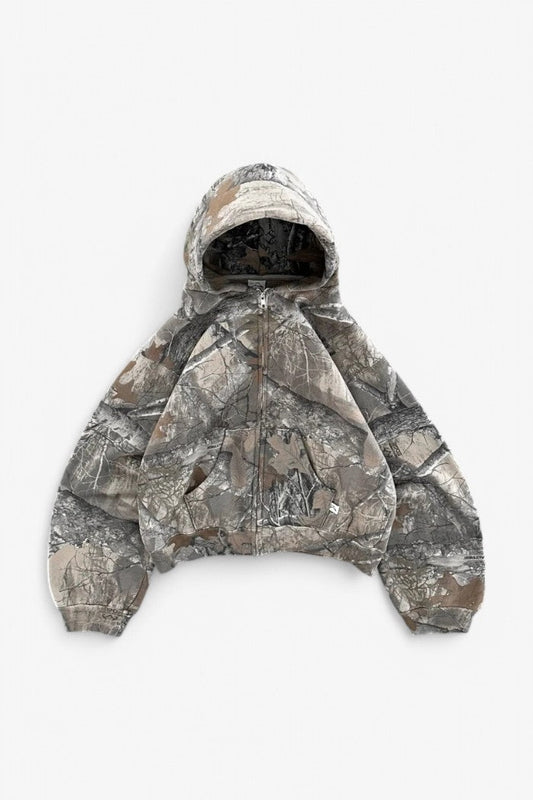 Retro Camouflage Zip-Up Hoodie