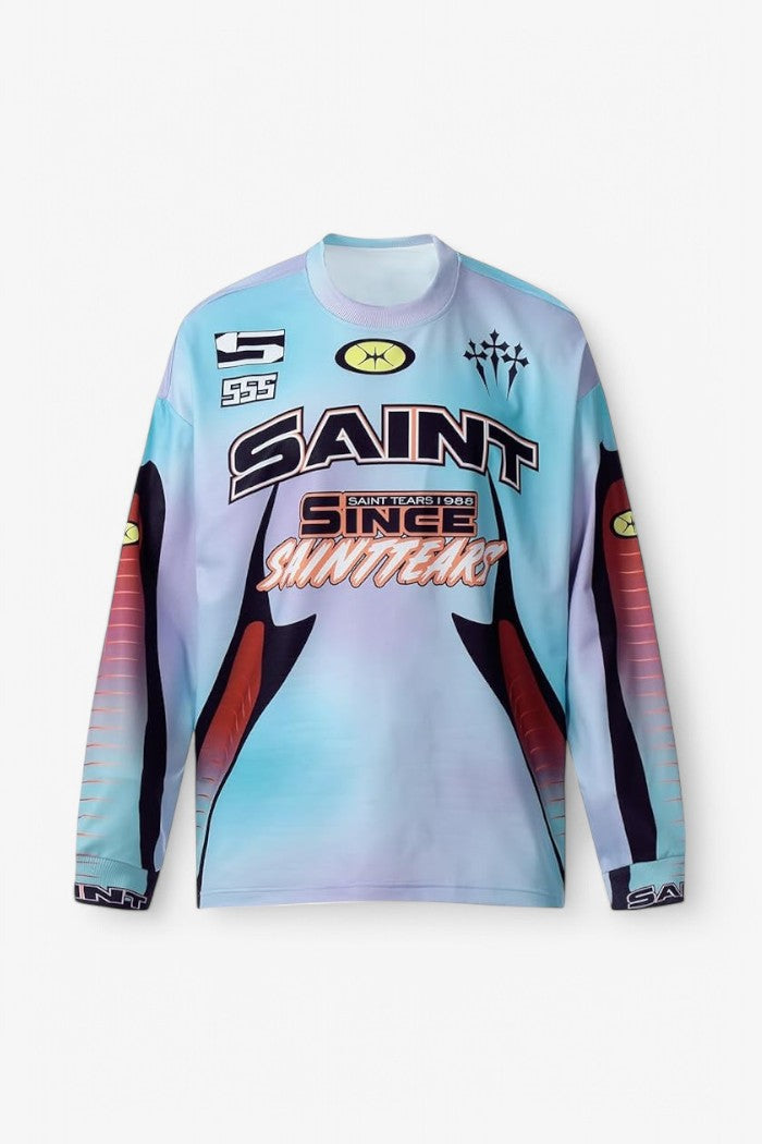 Saint Tear Long Sleeve Racing T-Shirt Blue