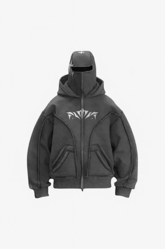 Phantom Hoodie Zipper Balaclava Double Hat