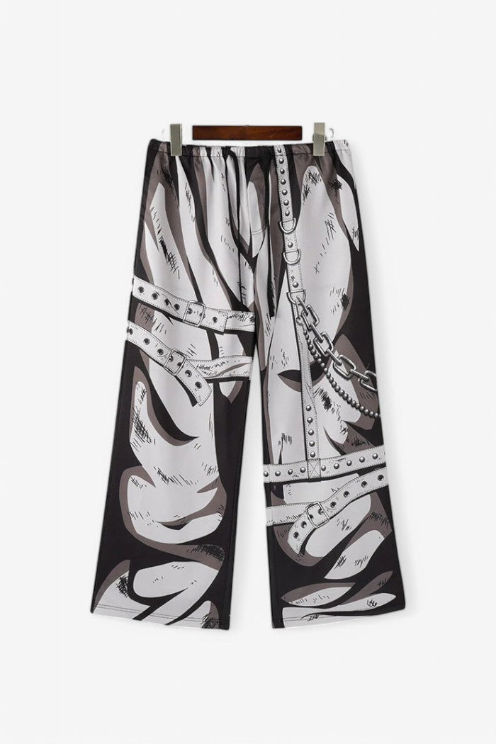 Korean Style Cartoon Print Pants