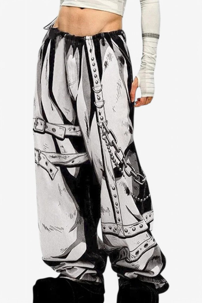 Korean Style Cartoon Print Pants