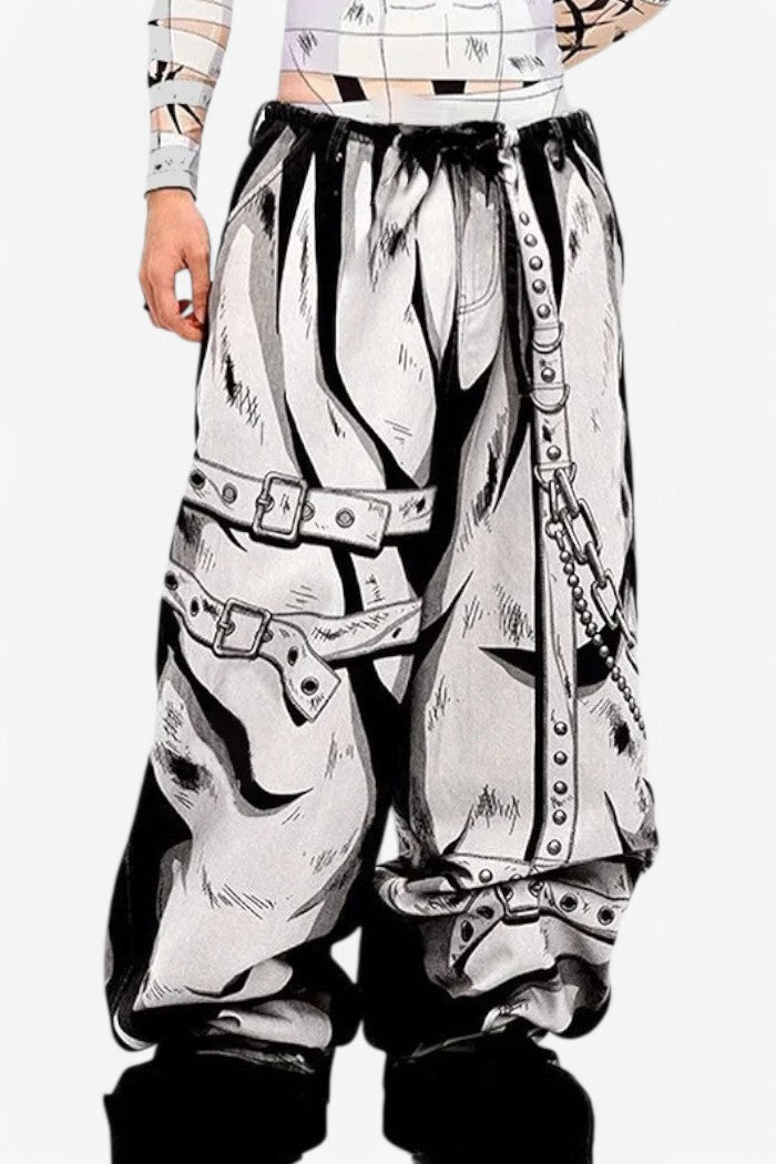 Korean Style Cartoon Print Pants