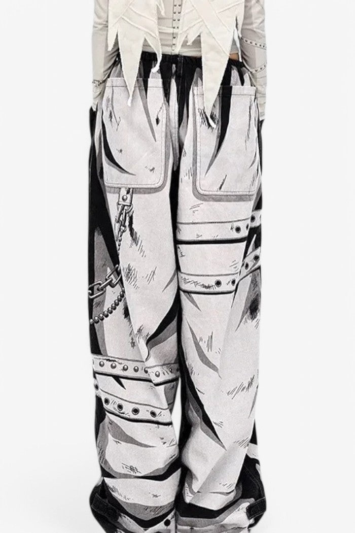Korean Style Cartoon Print Pants
